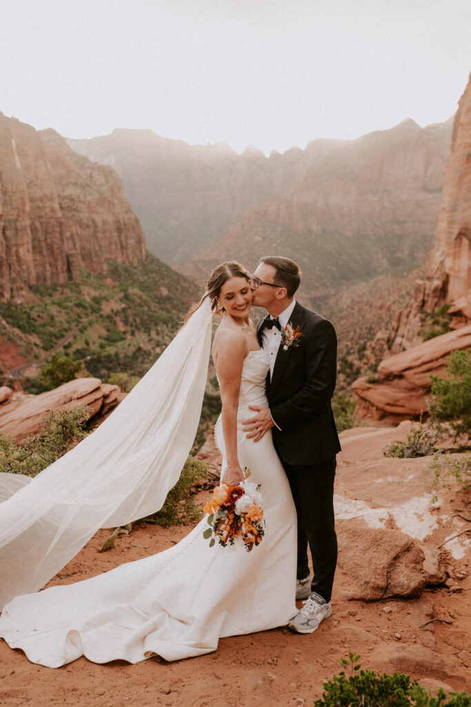 Sunset Zion Canyon Overlook Elopement Wedding