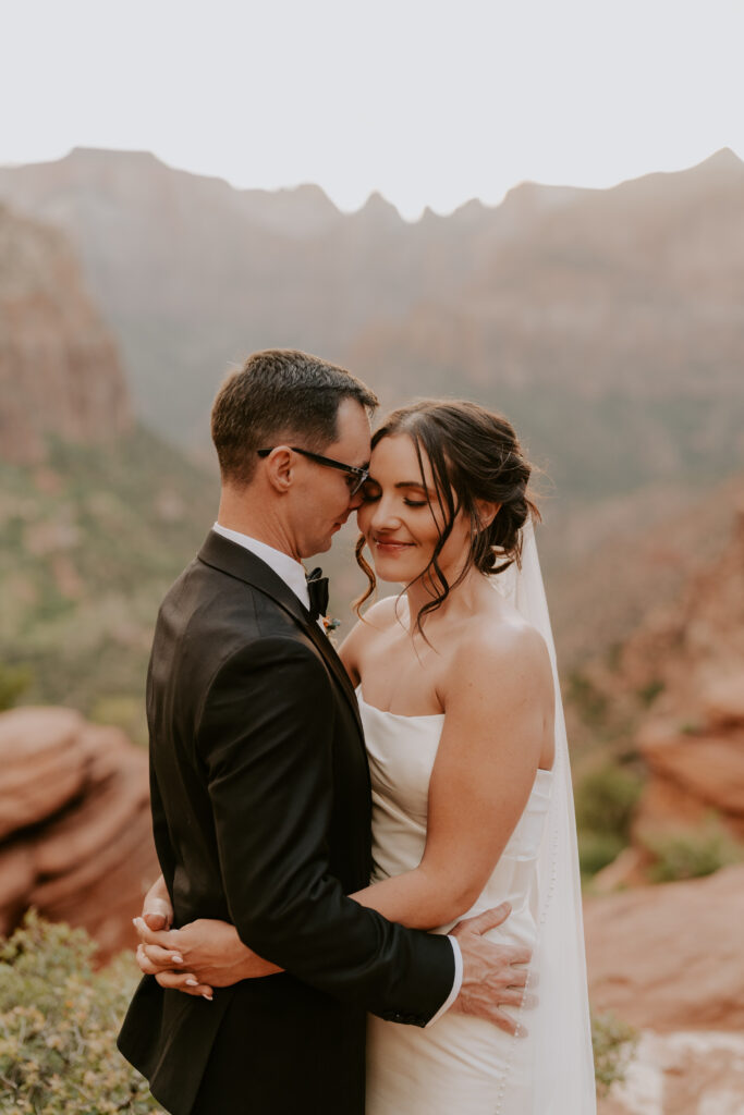 Sunset Zion Canyon Overlook Elopement Wedding