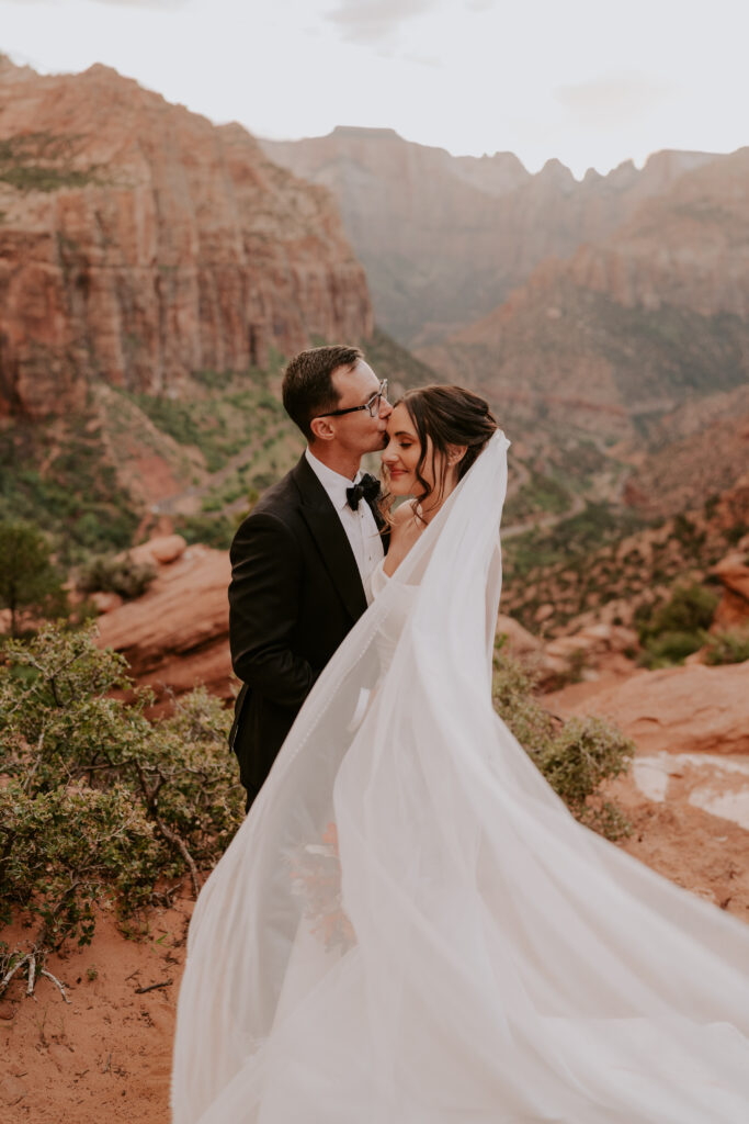 Sunset Zion Canyon Overlook Elopement Wedding