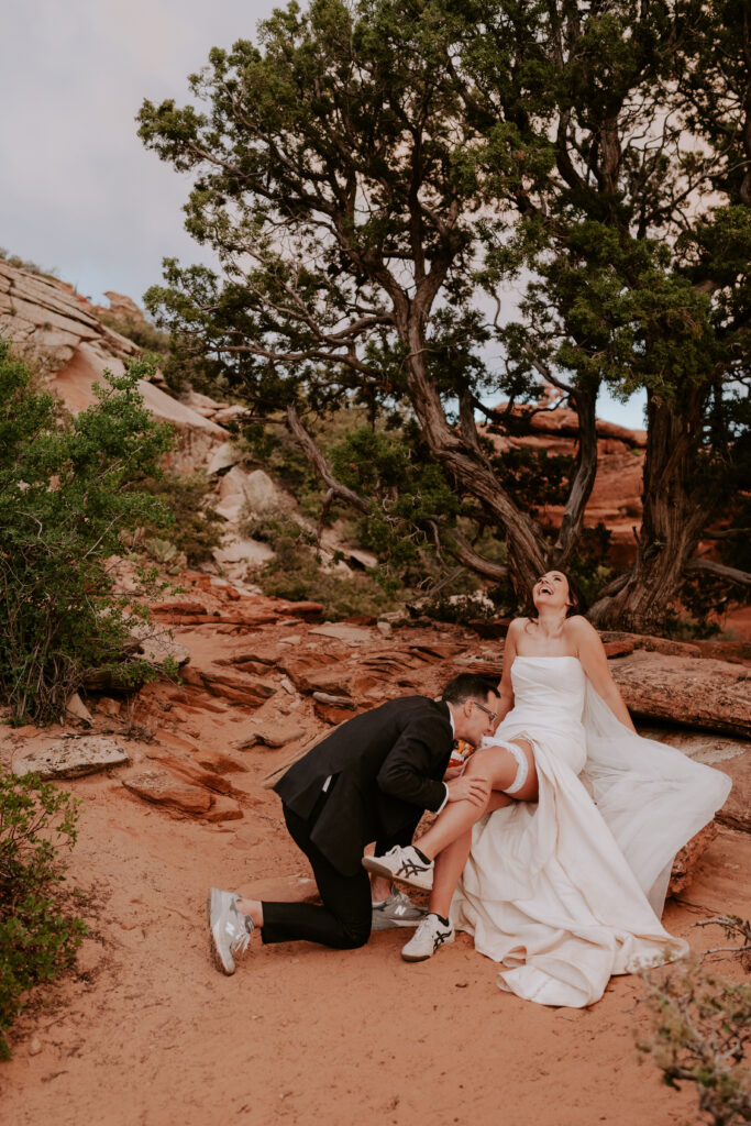 Sunset Zion Canyon Overlook Elopement Wedding