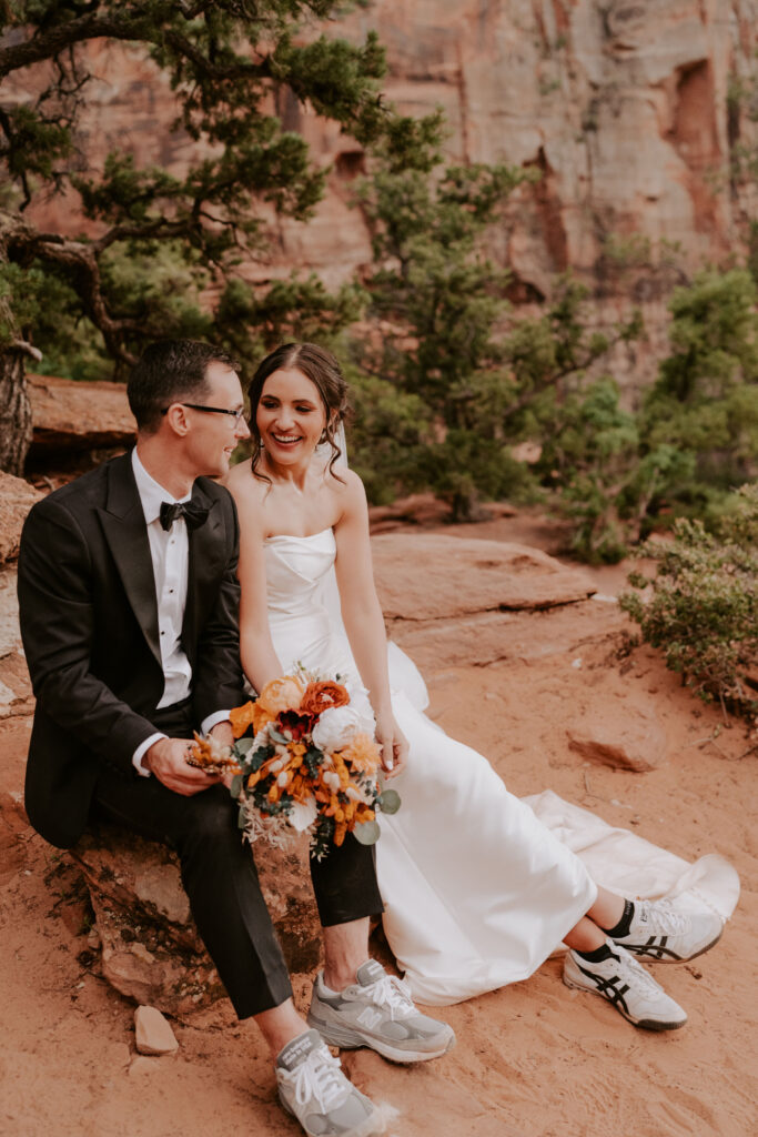 Sunset Zion Canyon Overlook Elopement Wedding