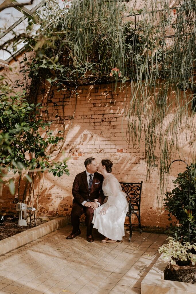 bride and groom at the rawlings conservatory