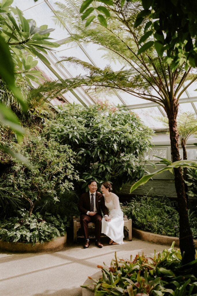 bride and groom at the rawlings conservatory