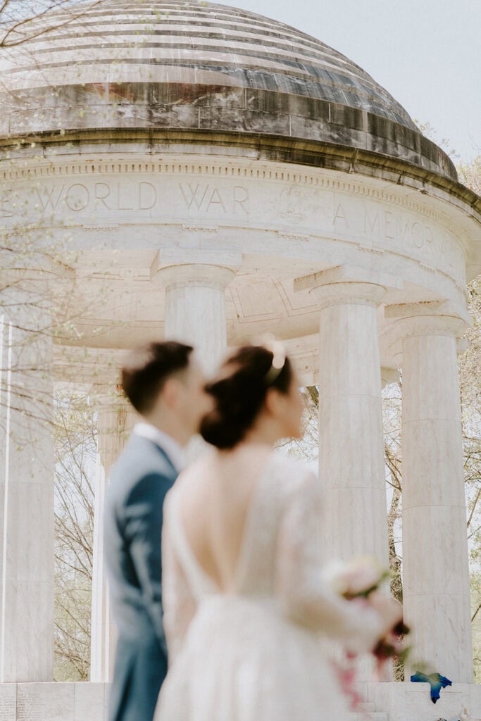 intimate wedding ceremony at the DC war memorial