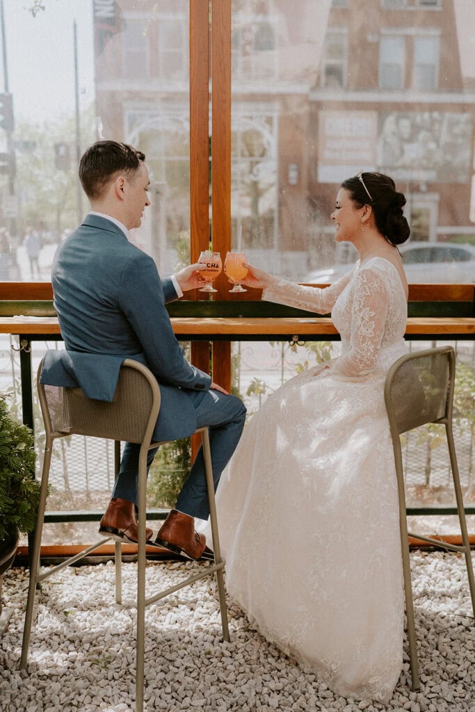 midday elopement celebration at dacha beer garden in DC