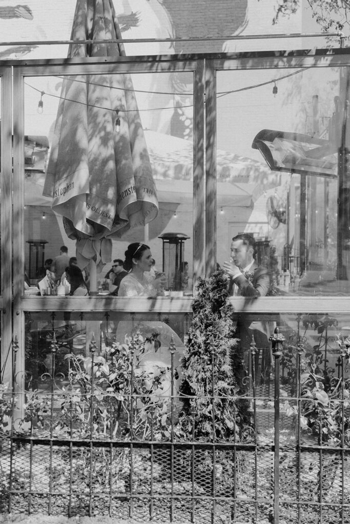 midday elopement celebration at dacha beer garden in DC