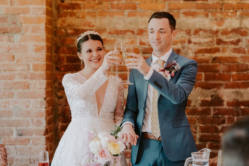 midday elopement celebration at dacha beer garden in DC