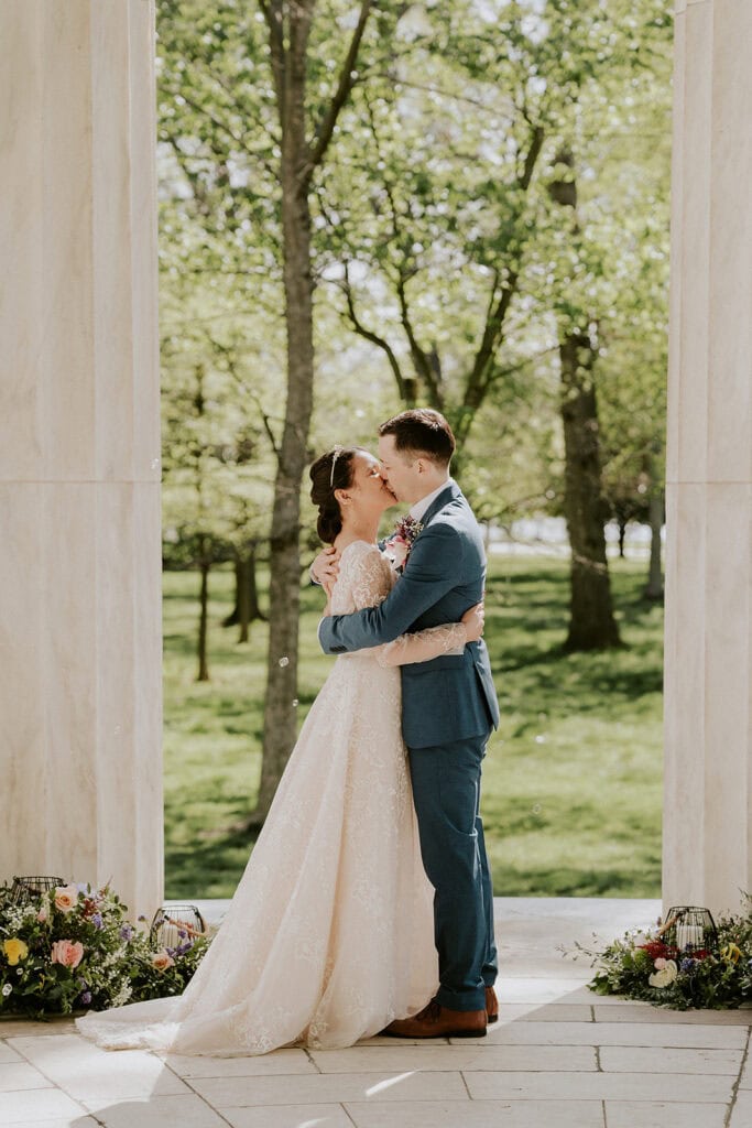 intimate wedding ceremony at the DC war memorial