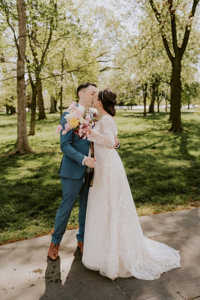 candid bride and groom moments during a dc cherry blossom wedding