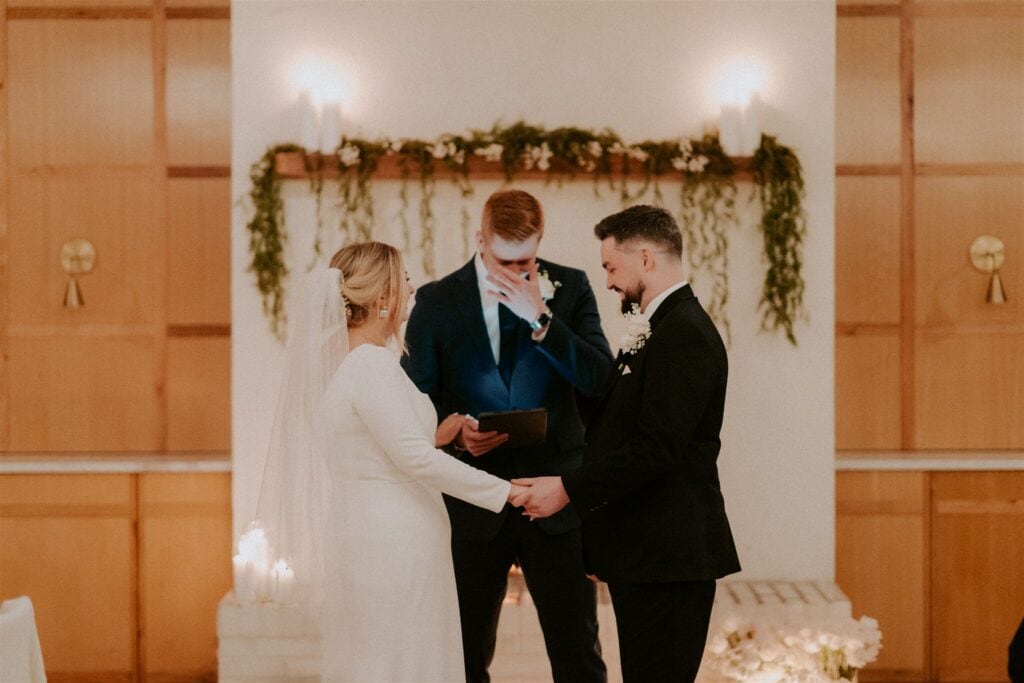 moody winter wedding ceremony at woodberry kitchen, baltimore