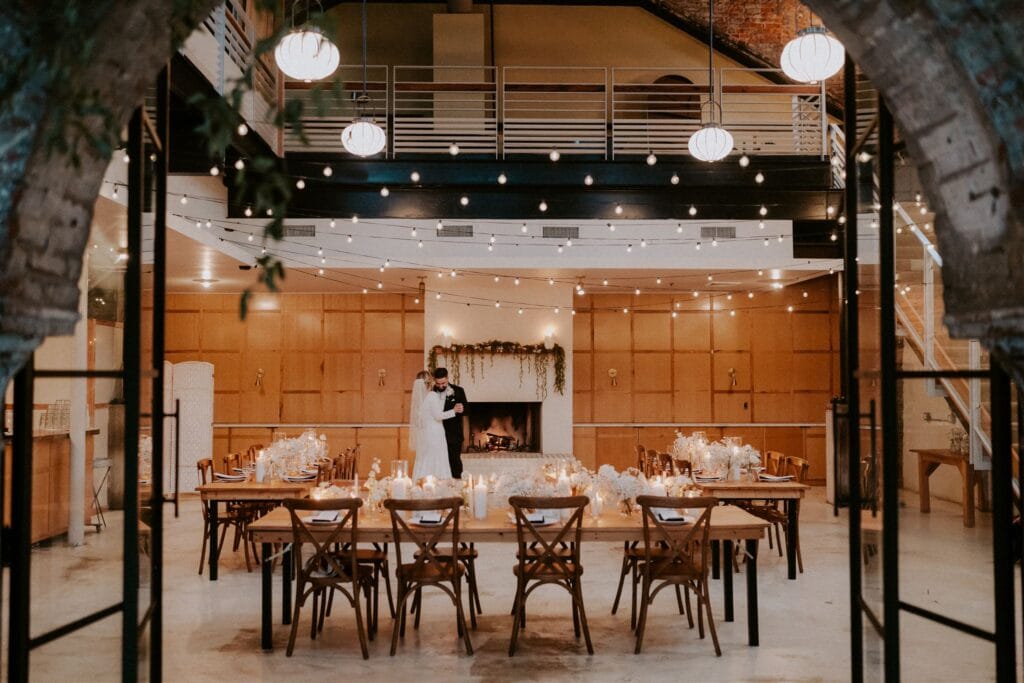 bride and groom private first dance during their moody winter wedding at Woodberry Kitchen