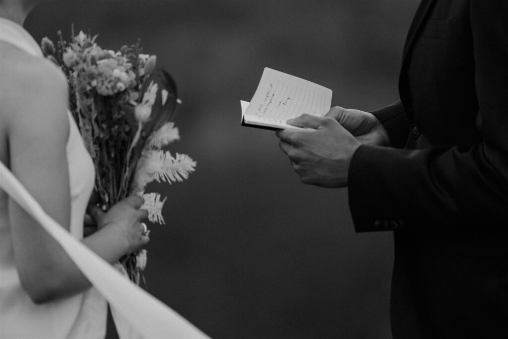 windy elopement ceremony moments at stony man trail during their shenandoah national park elopement