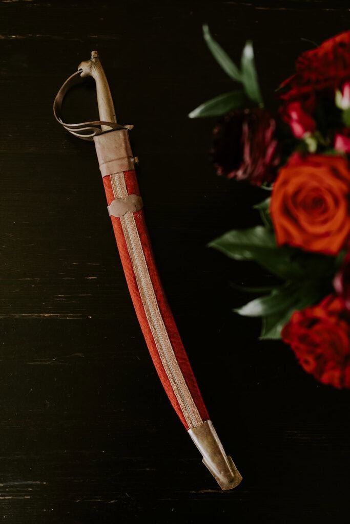 moody elopement detail flatlay